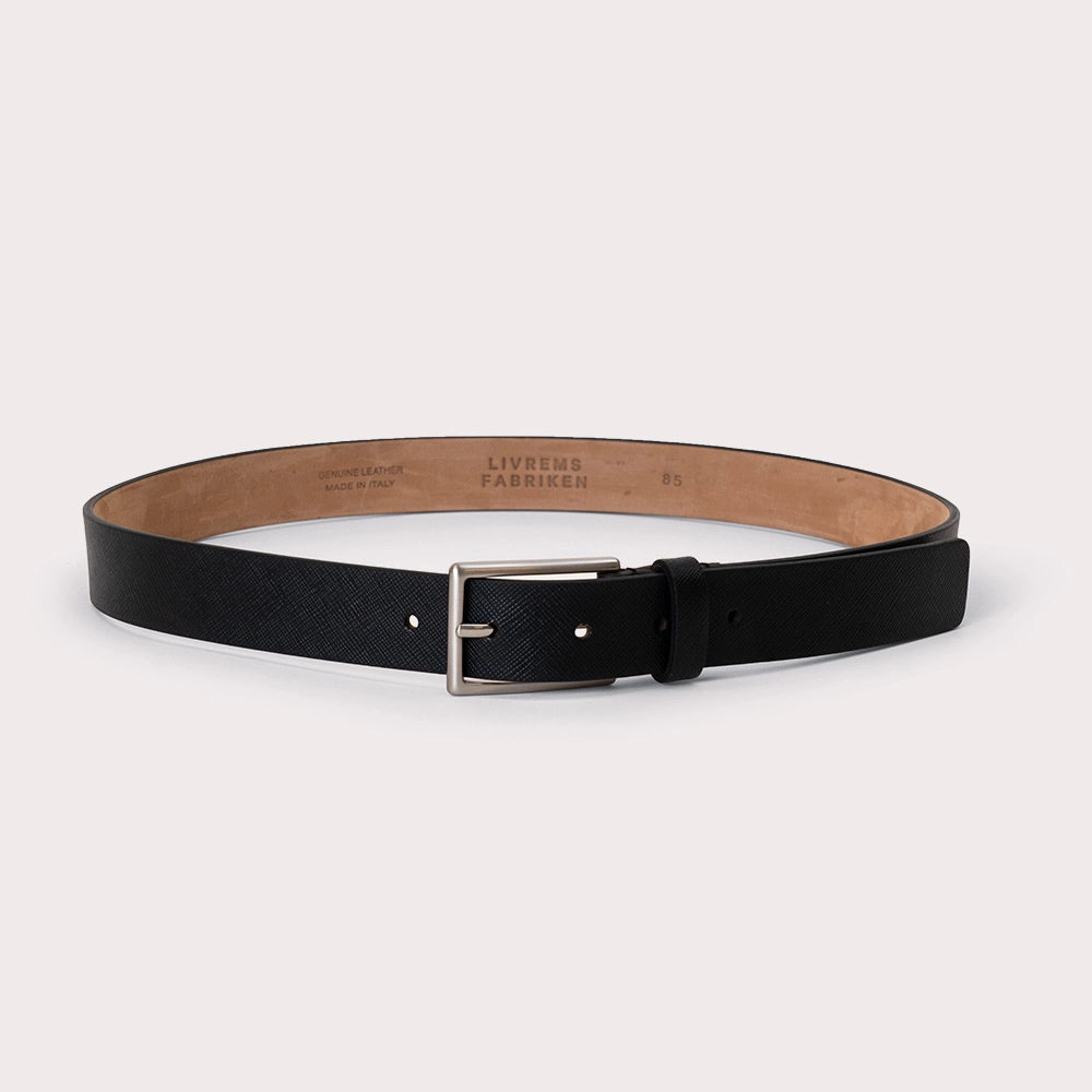 Longare Safiano Leather Belt - Black