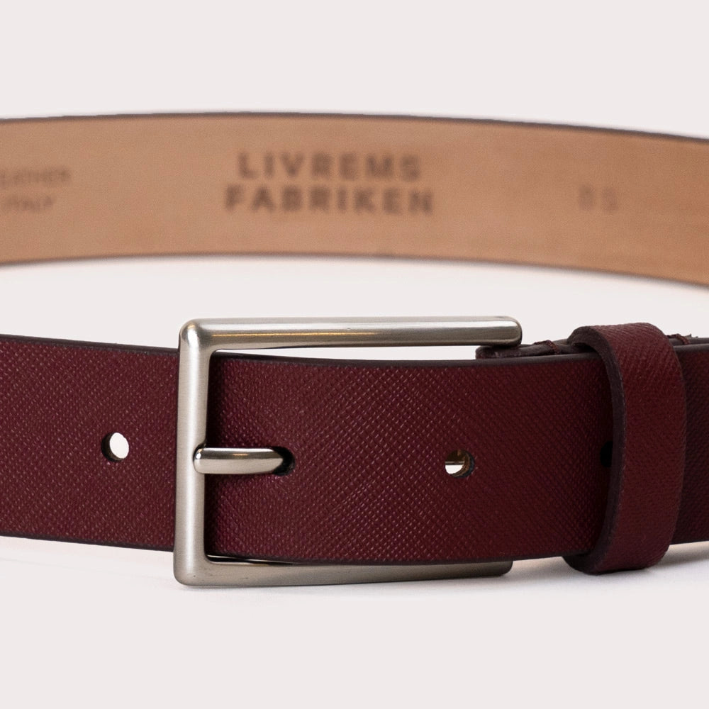 Longare Safiano Leather Belt - Wine