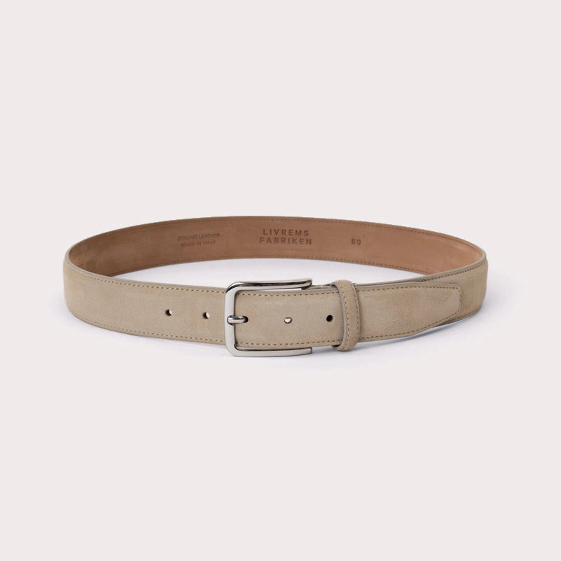 Longarone Suede Leather Belt - Beige