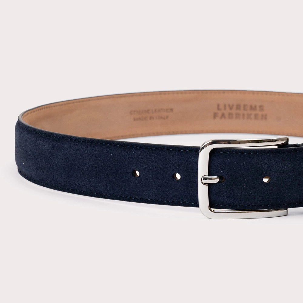 Longarone Suede Leather Belt - Blue