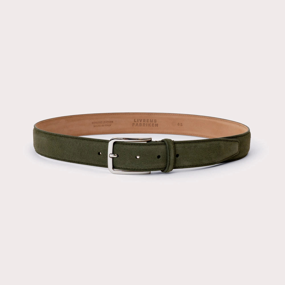 Longarone Suede Leather Belt - Green