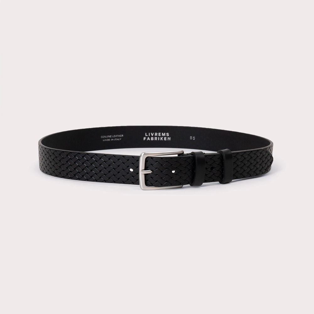 Lonigo Braided Solid Leather Belt - Black