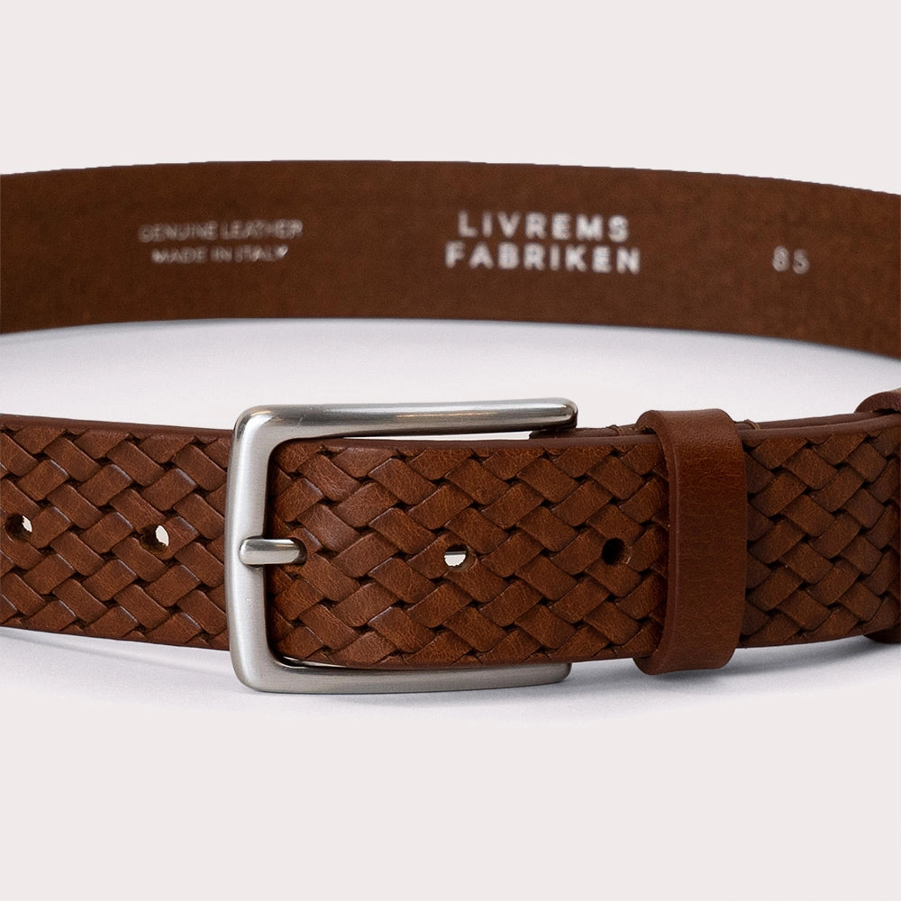 Lonigo Braided Solid Leather Belt - Tan