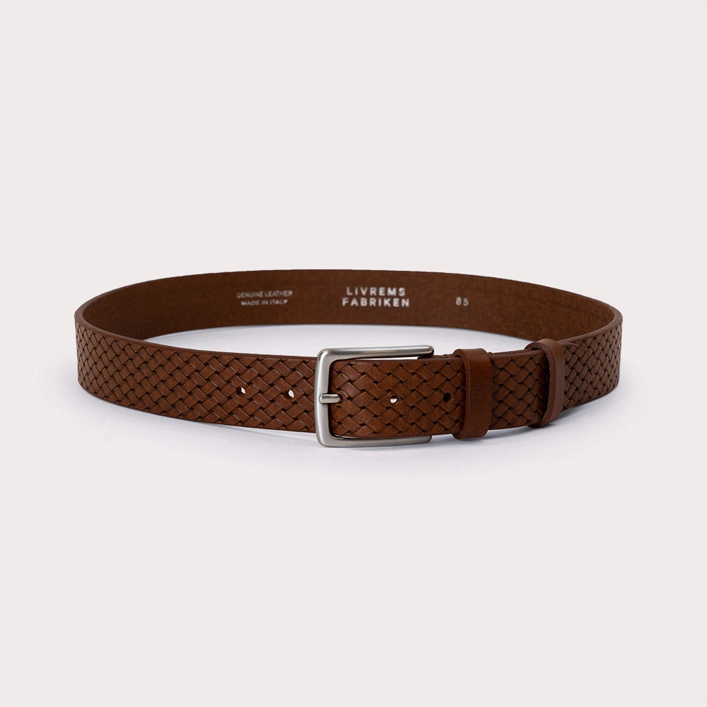 Lonigo Braided Solid Leather Belt - Tan